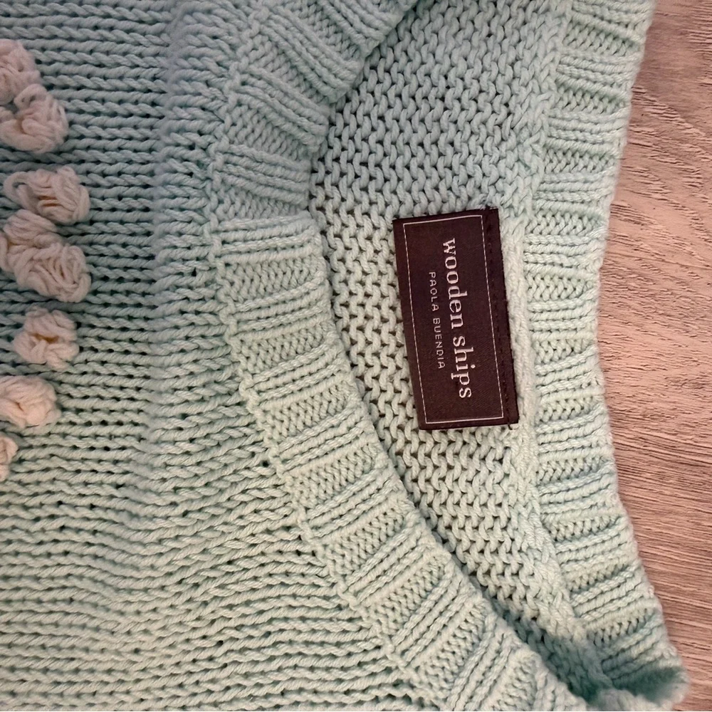 Wooden Ships Mint Green Sweater with Peace Sign - Picture 2 of 4